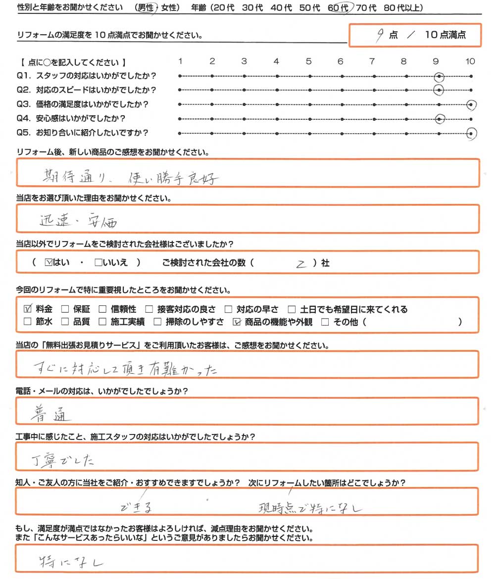 加古川市　Ｔ様　トイレ取替のお客様のご感想