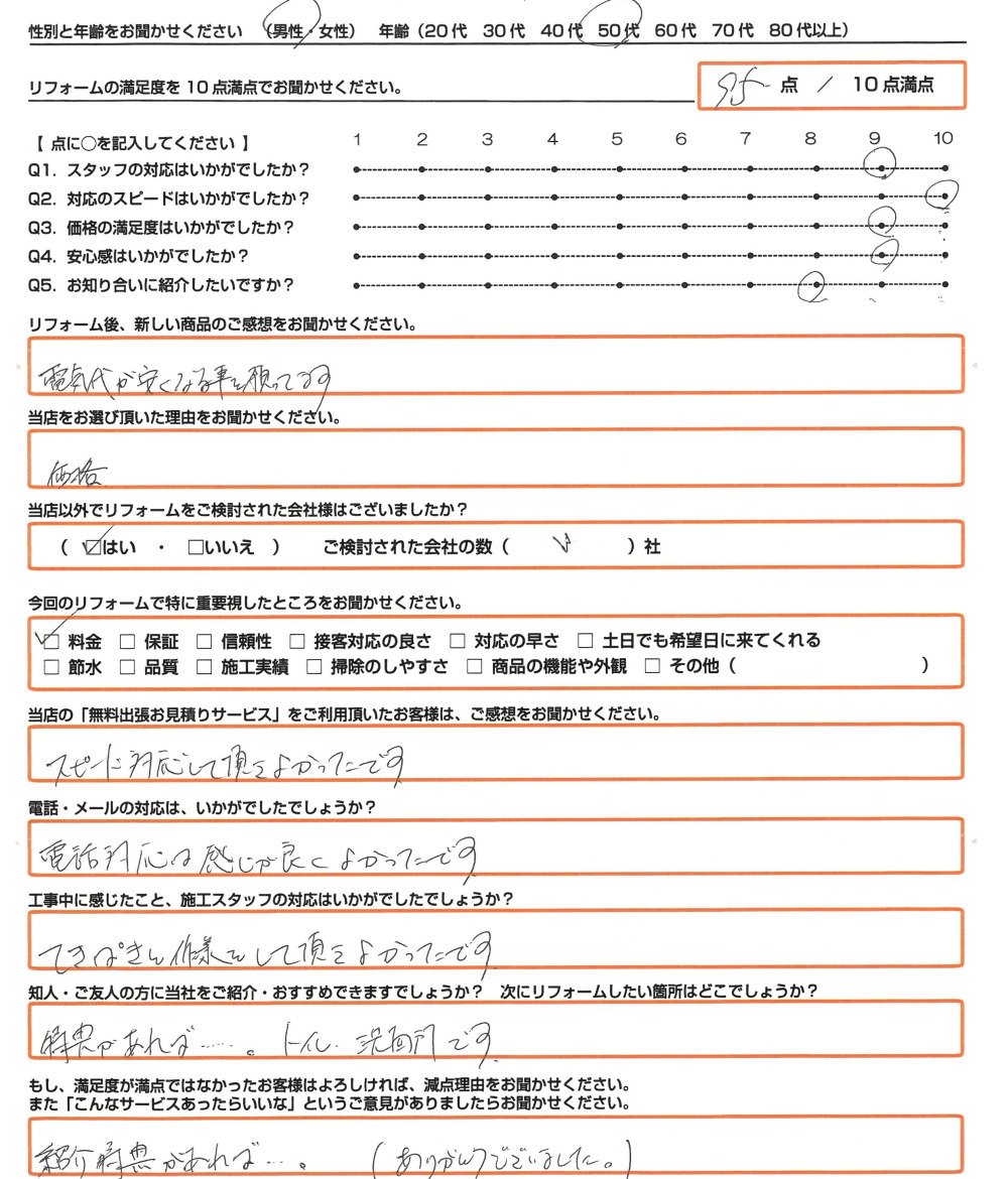 明石市 Ｋ様　エコキュート取替のお客様のご感想