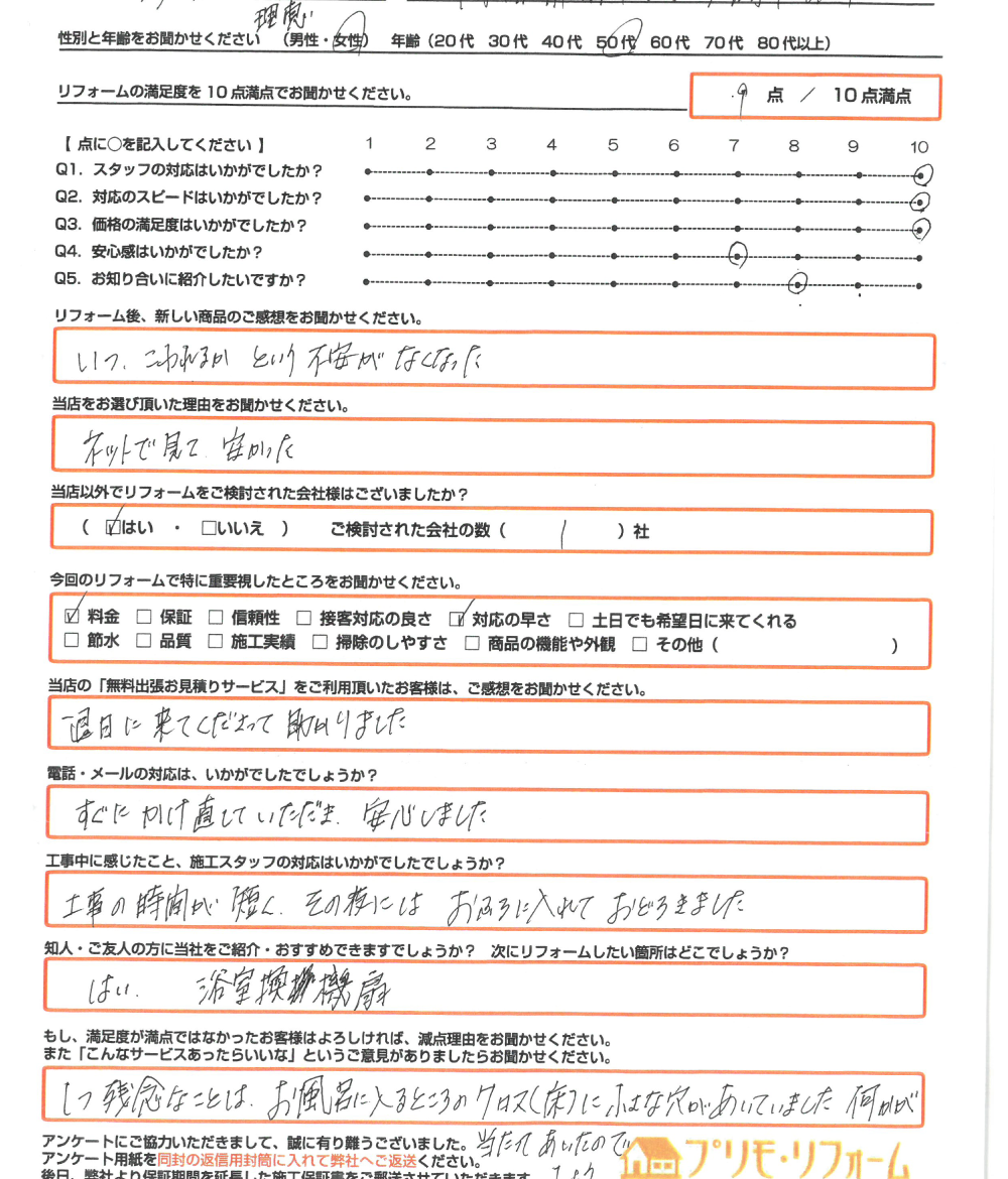 備前市　T様　エコキュート取替のお客様のご感想