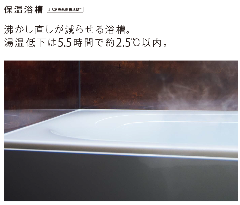 沸かし直しが減らせる保温浴槽